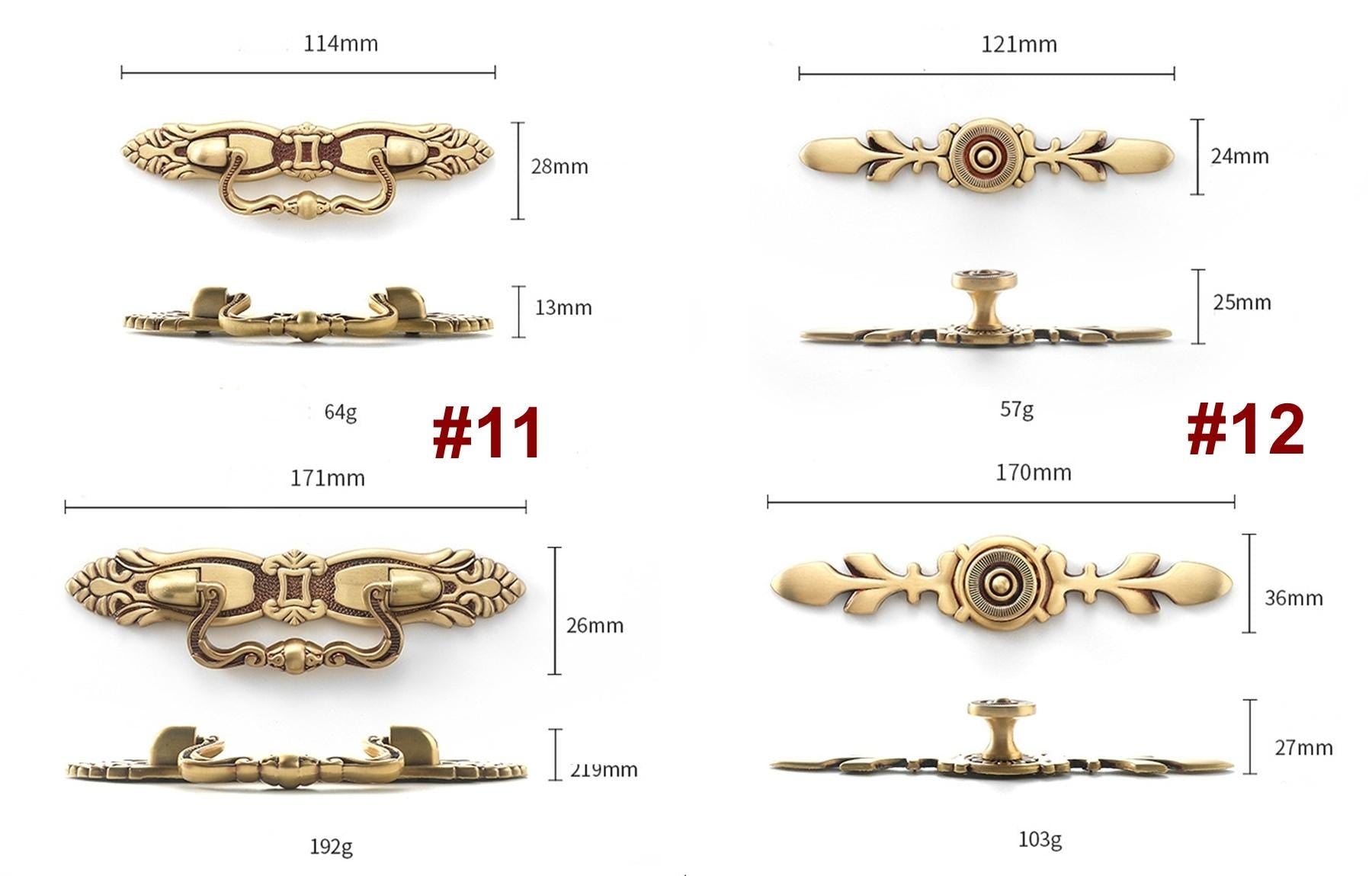 Vintage Antique Solid Brass Drawer Pulls and Cabinet Knobs Baroque Floral Handles Classic Retro Furniture Restoration