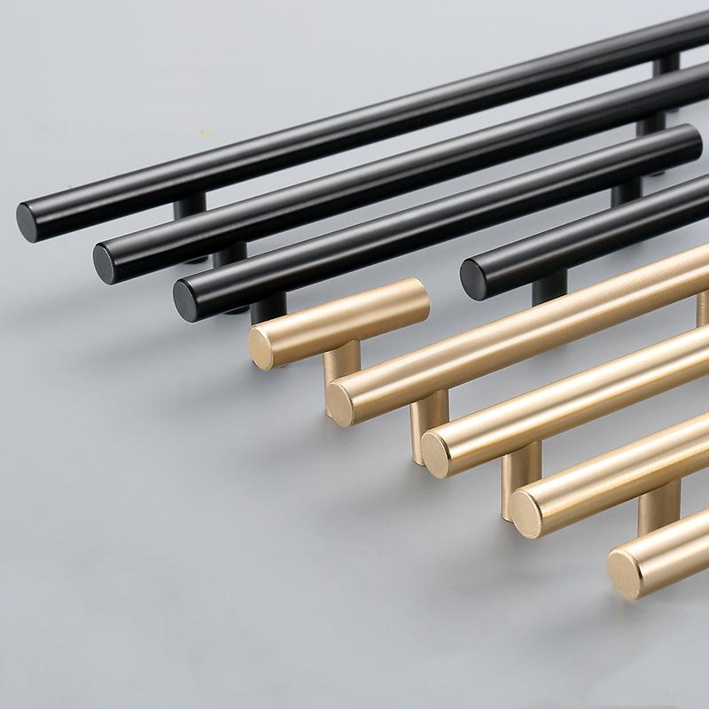 Modern Minimalist Metal Cabinet Handles Black Gold T Bar Drawer Pulls Scandinavian Kitchen Wardrobe Knobs Furniture Hardware Door Handles