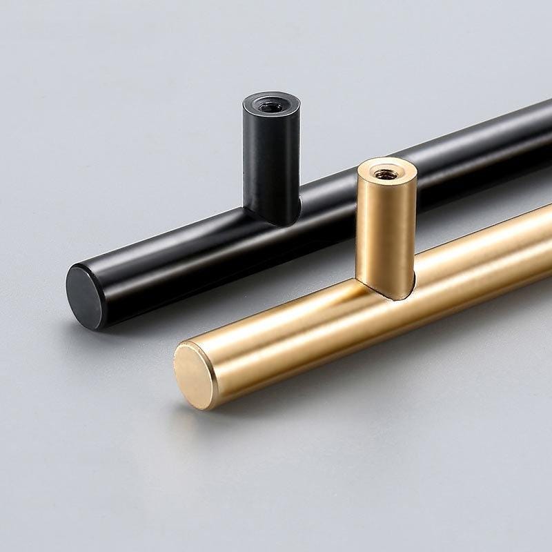 Modern Minimalist Metal Cabinet Handles Black Gold T Bar Drawer Pulls Scandinavian Kitchen Wardrobe Knobs Furniture Hardware Door Handles