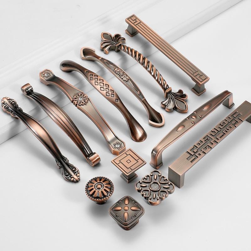 Antique Metal Cabinet Handles Vintage Drawer Pulls Art Deco Furniture Knobs Classic Wardrobe Handles Decorative Kitchen Door Hardware