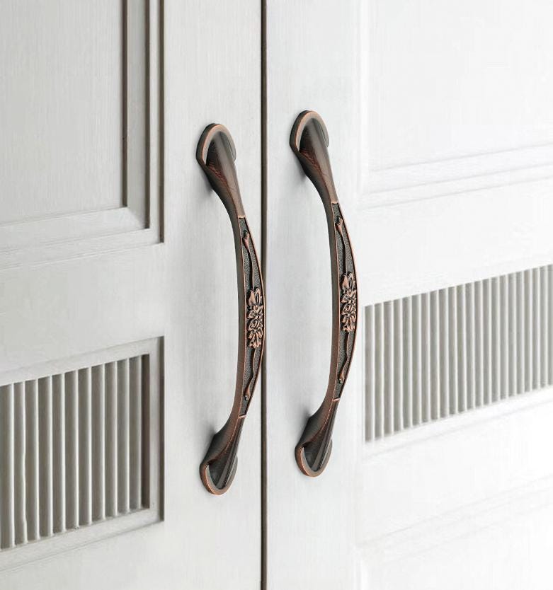 Antique Metal Cabinet Handles Vintage Drawer Pulls Art Deco Furniture Knobs Classic Wardrobe Handles Decorative Kitchen Door Hardware