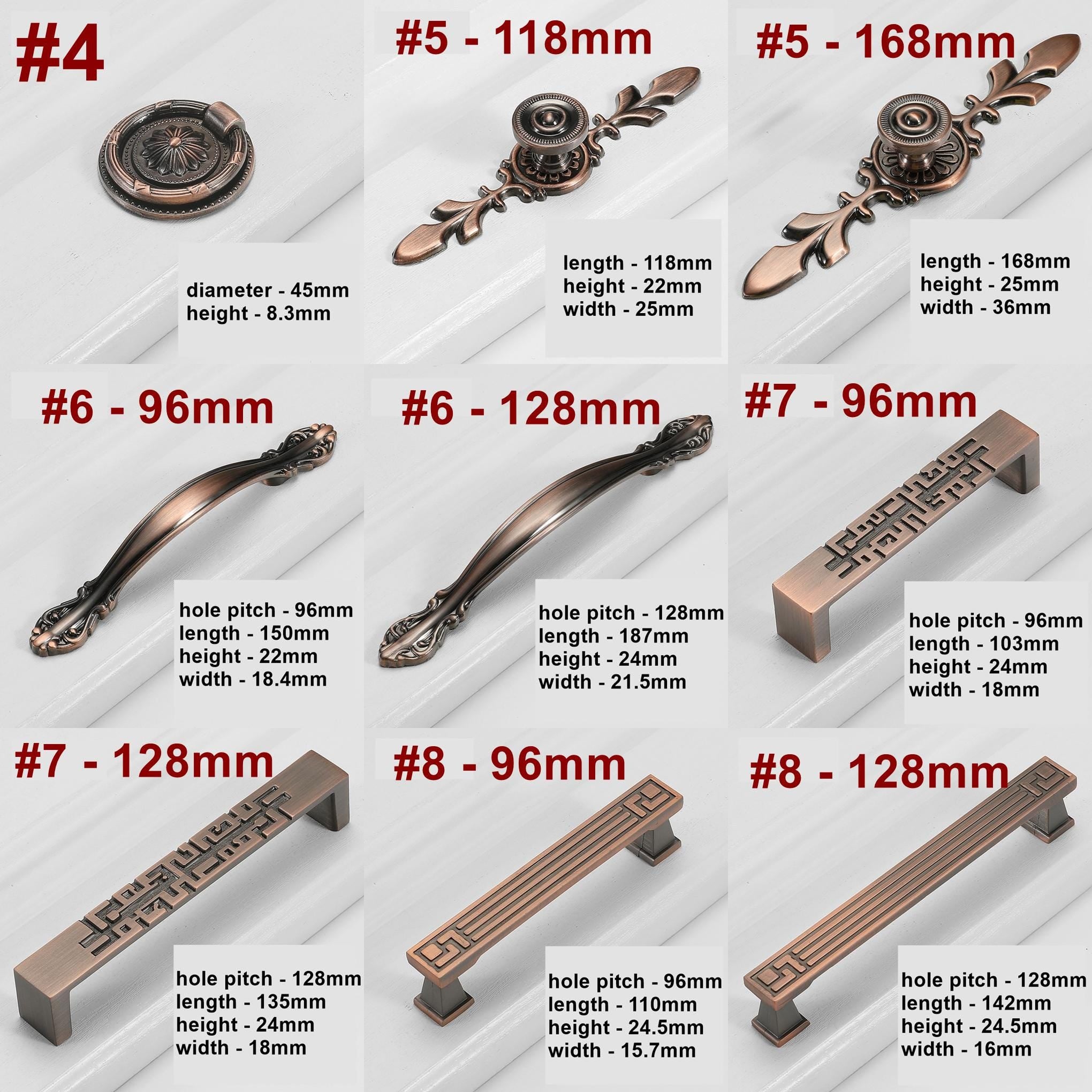 Alloy Geometric Cabinet Pulls & Knobs - Bronze Finish for Cabinets - #3 - 23mm / 1pc