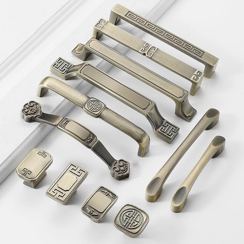 Oriental Antique Metal Cabinet Handles Vintage Drawer Pulls Asian Style Decorative Furniture Knobs Classic Wardrobe Hardware Art Deco Pulls