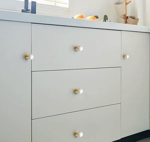 Solid Brass Round Cabinet Pulls & Knobs - Neoclassical Hardware - view 5
