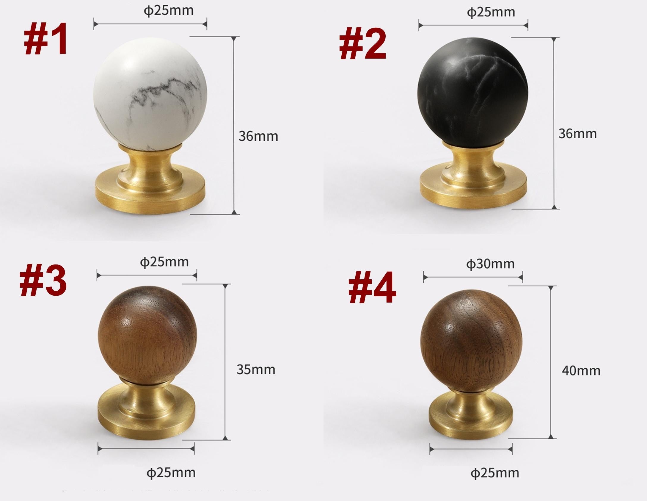 Modern Solid Brass Marble Wood Cabinet Knobs Minimalist Drawer Pulls Neoclassical Wardrobe Handles Round Furniture Hardware Door Knobs