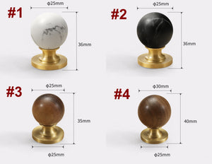 Solid Brass Round Cabinet Pulls & Knobs - Neoclassical Hardware - #2 / 1pc