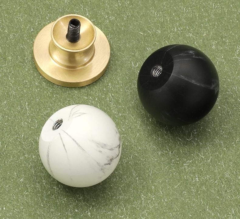 Modern Solid Brass Marble Wood Cabinet Knobs Minimalist Drawer Pulls Neoclassical Wardrobe Handles Round Furniture Hardware Door Knobs