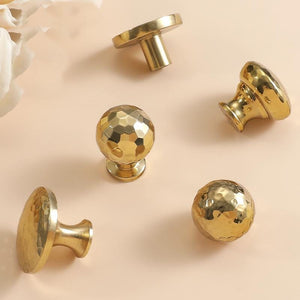Solid Brass Round Cabinet Pulls & Knobs - Gold Finish for Cabinets - #4 / 1pc
