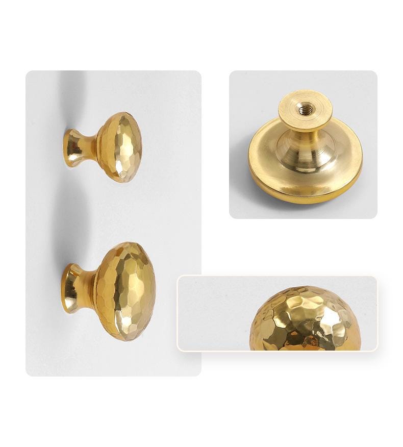 Hammered Gold Solid Brass Cabinet Knobs Modern Drawer Pulls Loft Furniture Handles Round Door Knobs Handcrafted Art Deco Hardware Decor