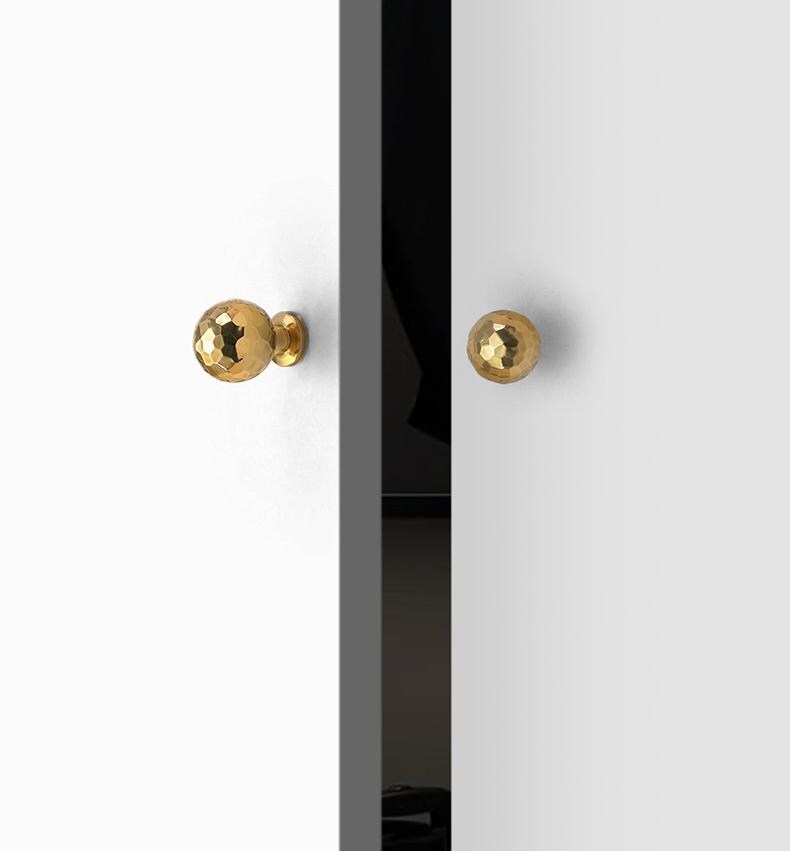 Hammered Gold Solid Brass Cabinet Knobs Modern Drawer Pulls Loft Furniture Handles Round Door Knobs Handcrafted Art Deco Hardware Decor