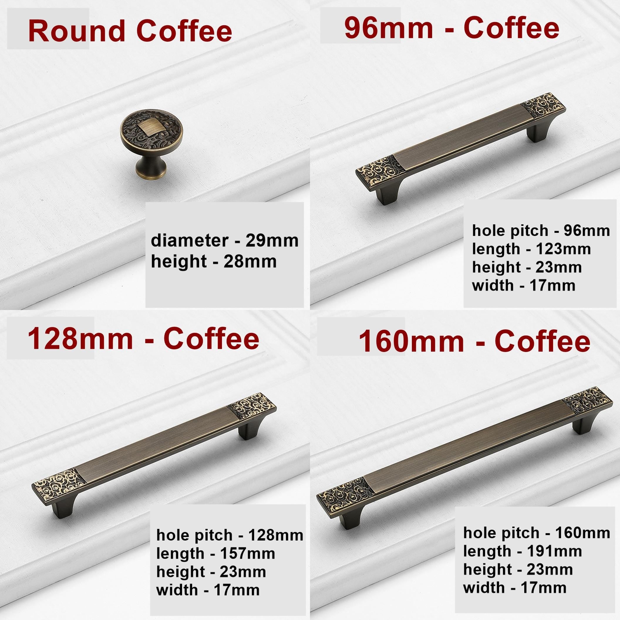 Solid Brass Round Cabinet Pulls & Knobs - Matte Gold Finish Hardware - 128mm - Brass / 1pc