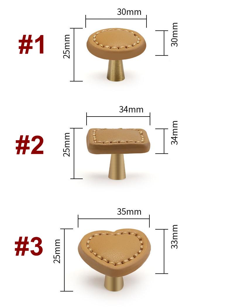 Leather Metal Cabinet Knobs for Kids Room Heart Round Square Drawer Pulls Colorful Modern Wardrobe Handles Soft Touch Furniture Hardware