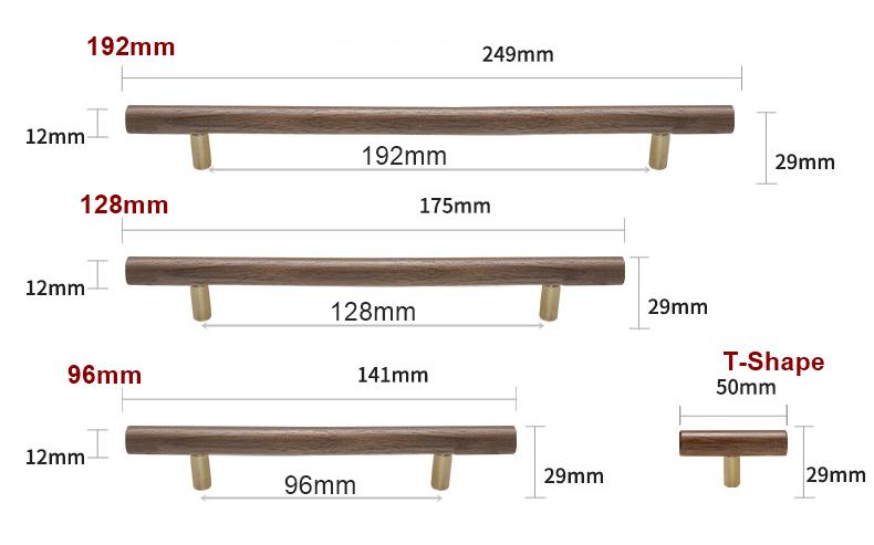 Scandinavian Wooden Metal Cabinet Handles Japandi Style Drawer Pulls Minimalist Natural Wood Knobs for Kitchen Wardrobe Furniture