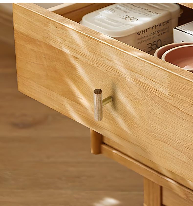 Scandinavian Wooden Metal Cabinet Handles Japandi Style Drawer Pulls Minimalist Natural Wood Knobs for Kitchen Wardrobe Furniture