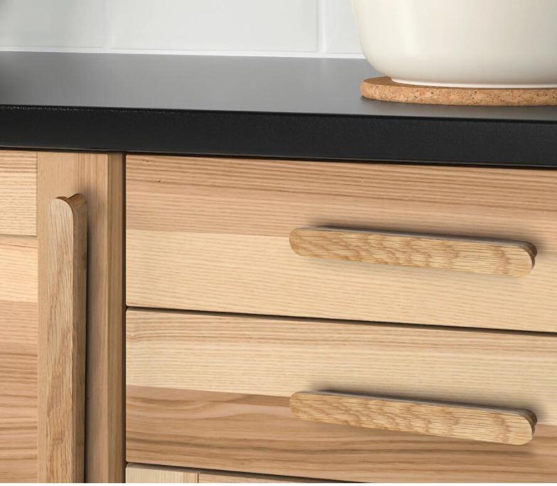 Minimalist Wooden Metal Cabinet Handles Japandi Drawer Pulls Scandinavian Solid Wood Knobs for Kitchen Wardrobe Furniture Closet Drawers