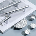 Modern Textured Chrome Solid Brass Cabinet Handles High Tech Drawer Pulls Minimalist Metal Knobs Kitchen Wardrobe Closet Furniture Drawers