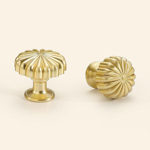 Solid Brass Fluted Cabinet Pulls & Knobs - Gold Finish for Cabinets - #2 - 30mm / 1pc