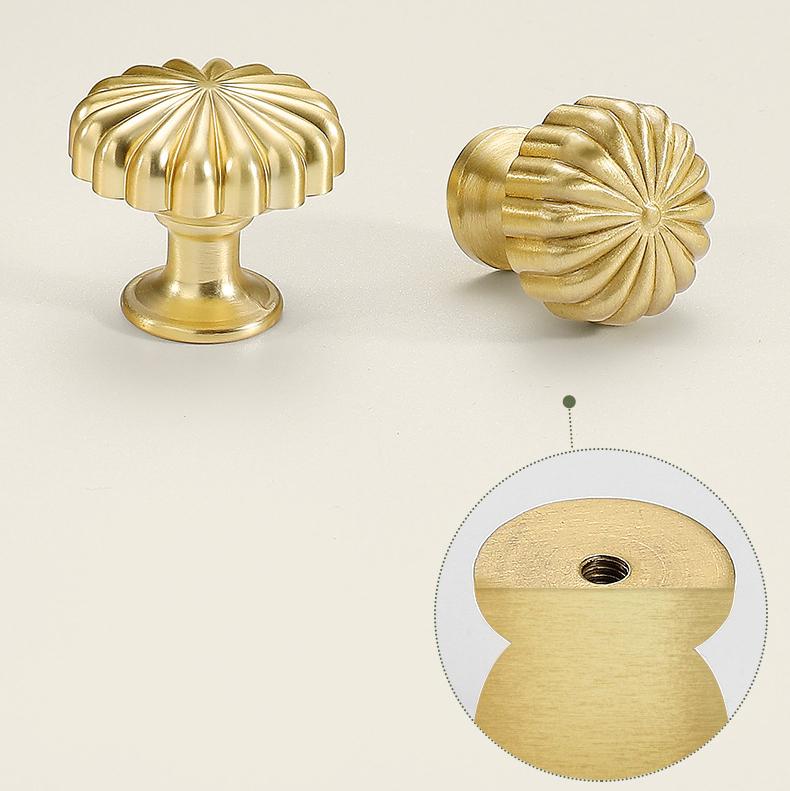 Gold Solid Brass Cabinet Knobs Classic Art Deco Drawer Pulls Vintage Style Furniture Handles Kitchen Wardrobe Dresser Closet Modern Hardware