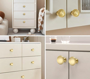 Solid Brass Fluted Cabinet Pulls & Knobs - Gold Finish for Cabinets - #2 - 35mm / 1pc