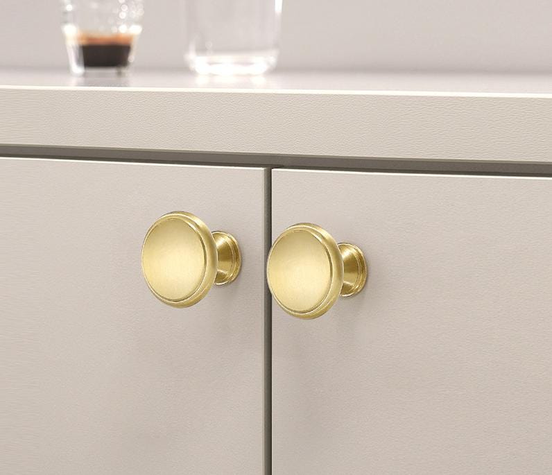 Gold Solid Brass Cabinet Knobs Classic Art Deco Drawer Pulls Vintage Style Furniture Handles Kitchen Wardrobe Dresser Closet Modern Hardware