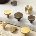 Modern Minimalist Solid Brass Cabinet Knobs Drawer Pulls Scandinavian Round Handles Gold Furniture Knobs Wardrobe Kitchen Closet Drawer