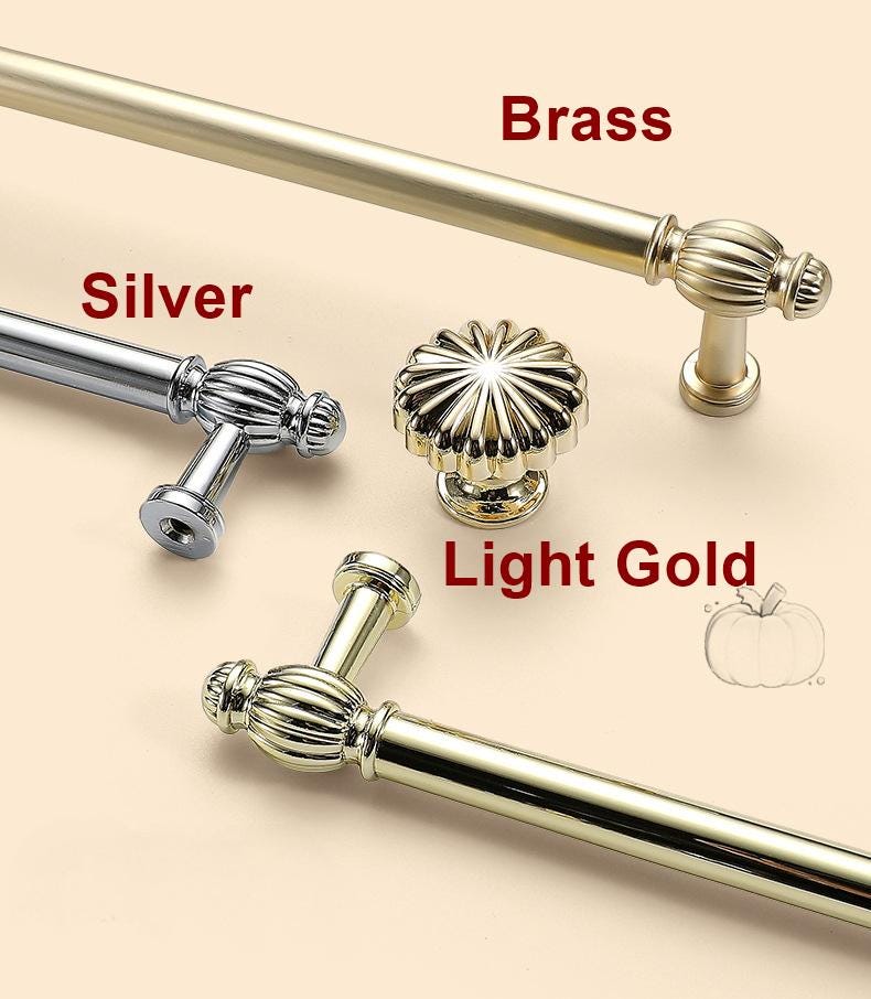 Classic Art Deco Style Metal Cabinet Handles Knobs Gold Chrome Finish Drawer Wardrobe Cupboard Dresser Kitchen Furniture Hardware Pulls