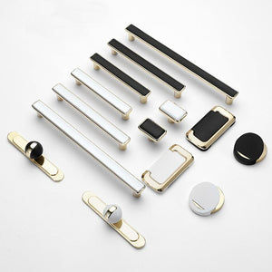 Alloy Minimalist Cabinet Pulls & Knobs - Black Finish for Cabinets - #1 T-Shape White / 1pc
