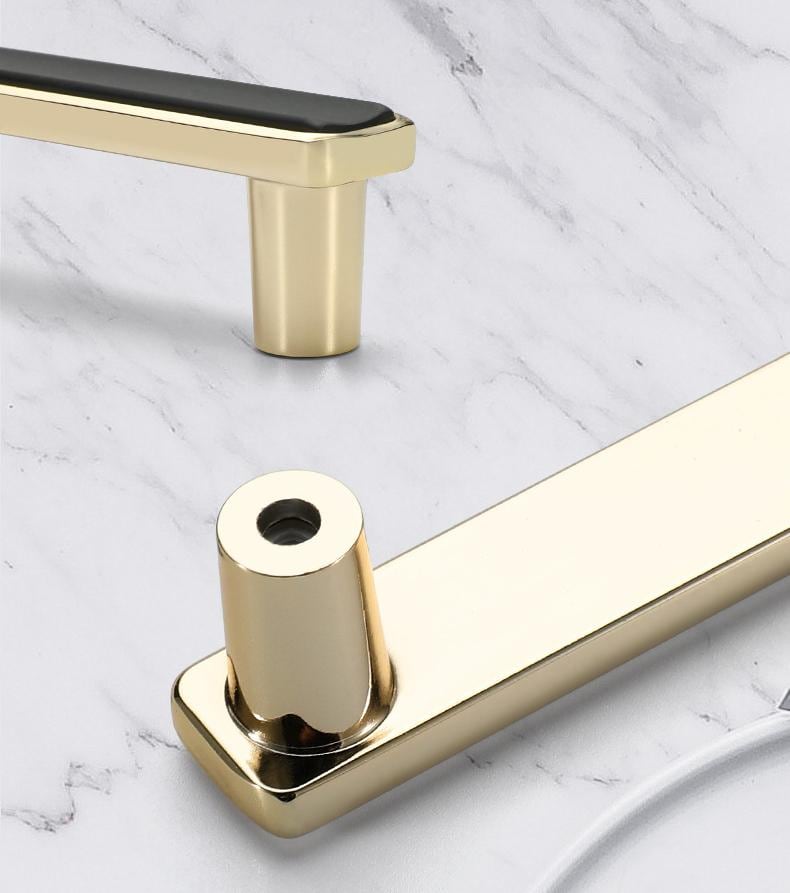 Modern Minimalist Gold Edge Metal Cabinet Handles Knobs Black White Finish Drawer Wardrobe Dresser Kitchen Furniture Luxury Hardware
