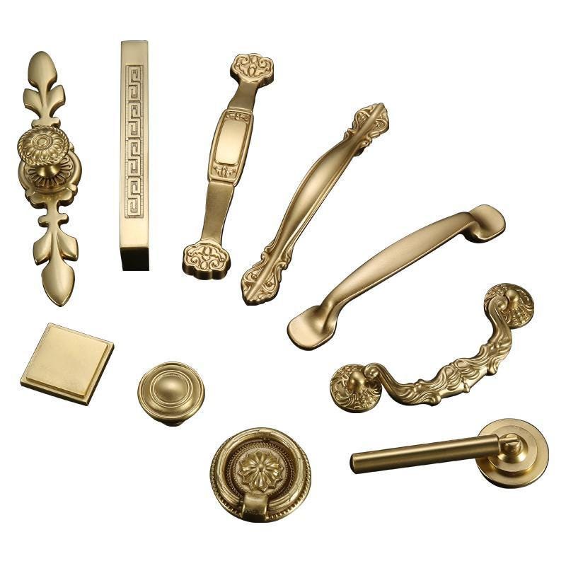 Vintage Baroque Solid Brass Cabinet Handles Pulls Decorative Classic Drawer Knobs Dresser Wardrobe Door Furniture Hardware Antique Luxury