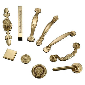 Solid Brass Floral Cabinet Pulls & Knobs - Gold Finish for Cabinets - #5 / 1pc