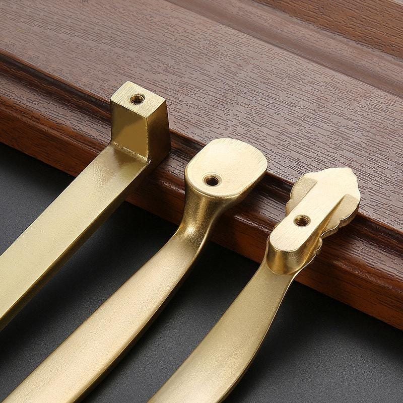 Solid Brass Floral Cabinet Pulls & Knobs - Gold Finish for Cabinets - #4 / 1pc