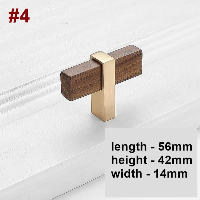 Modern Scandinavian Wood Metal Cabinet Handles Minimalist Drawer Knobs Furniture Pulls Kitchen Dresser Wardrobe Cupboard Contemporary