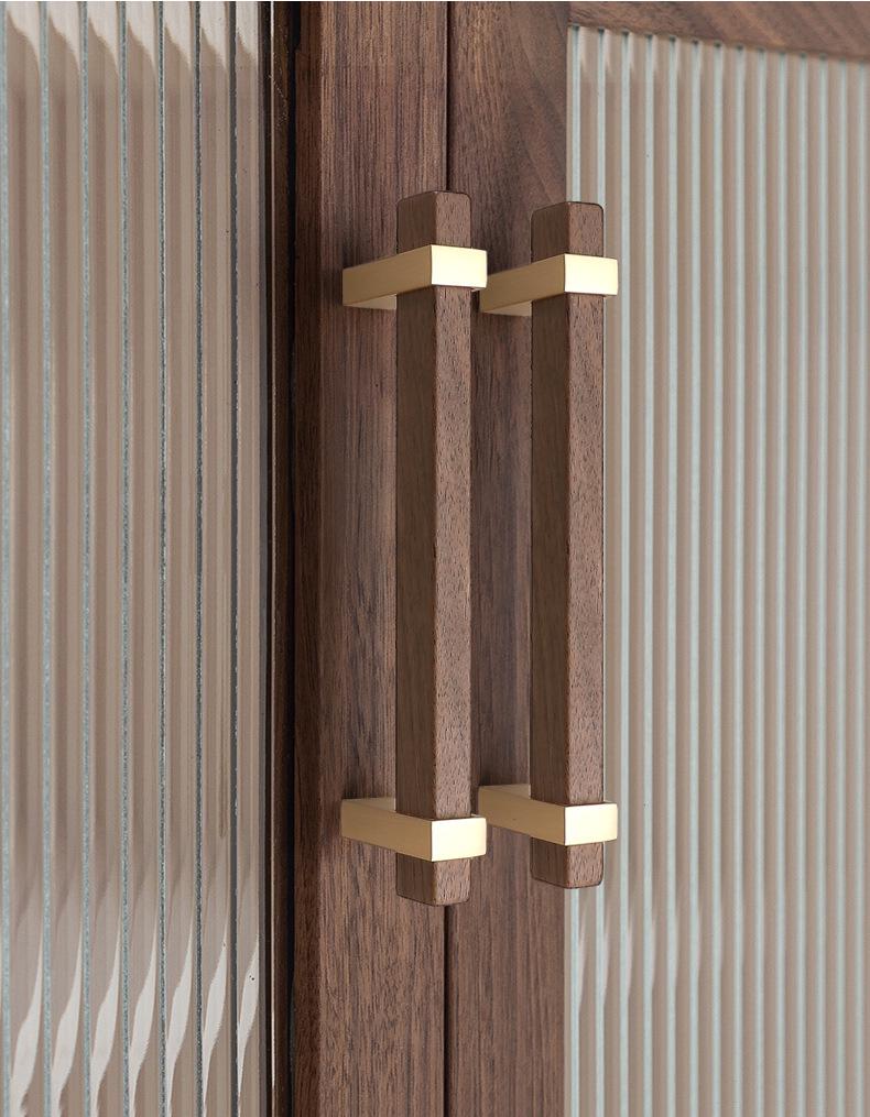 Modern Scandinavian Wood Metal Cabinet Handles Minimalist Drawer Knobs Furniture Pulls Kitchen Dresser Wardrobe Cupboard Contemporary