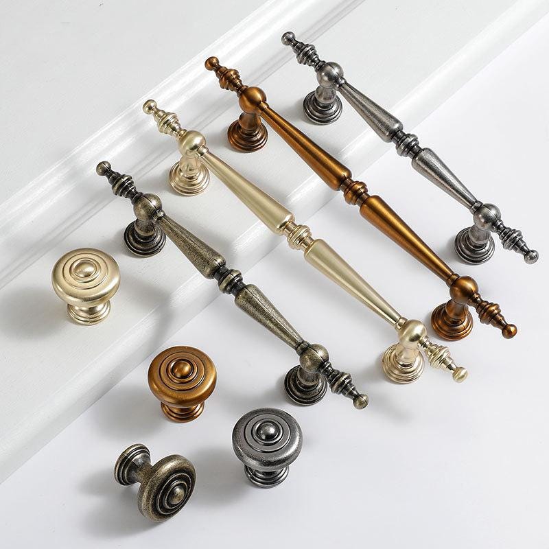 Baroque Style Metal Cabinet Handles Vintage Drawer Knobs Classic Metal Pulls Dresser Kitchen Wardrobe Furniture Bronze Silver Gold Finishes