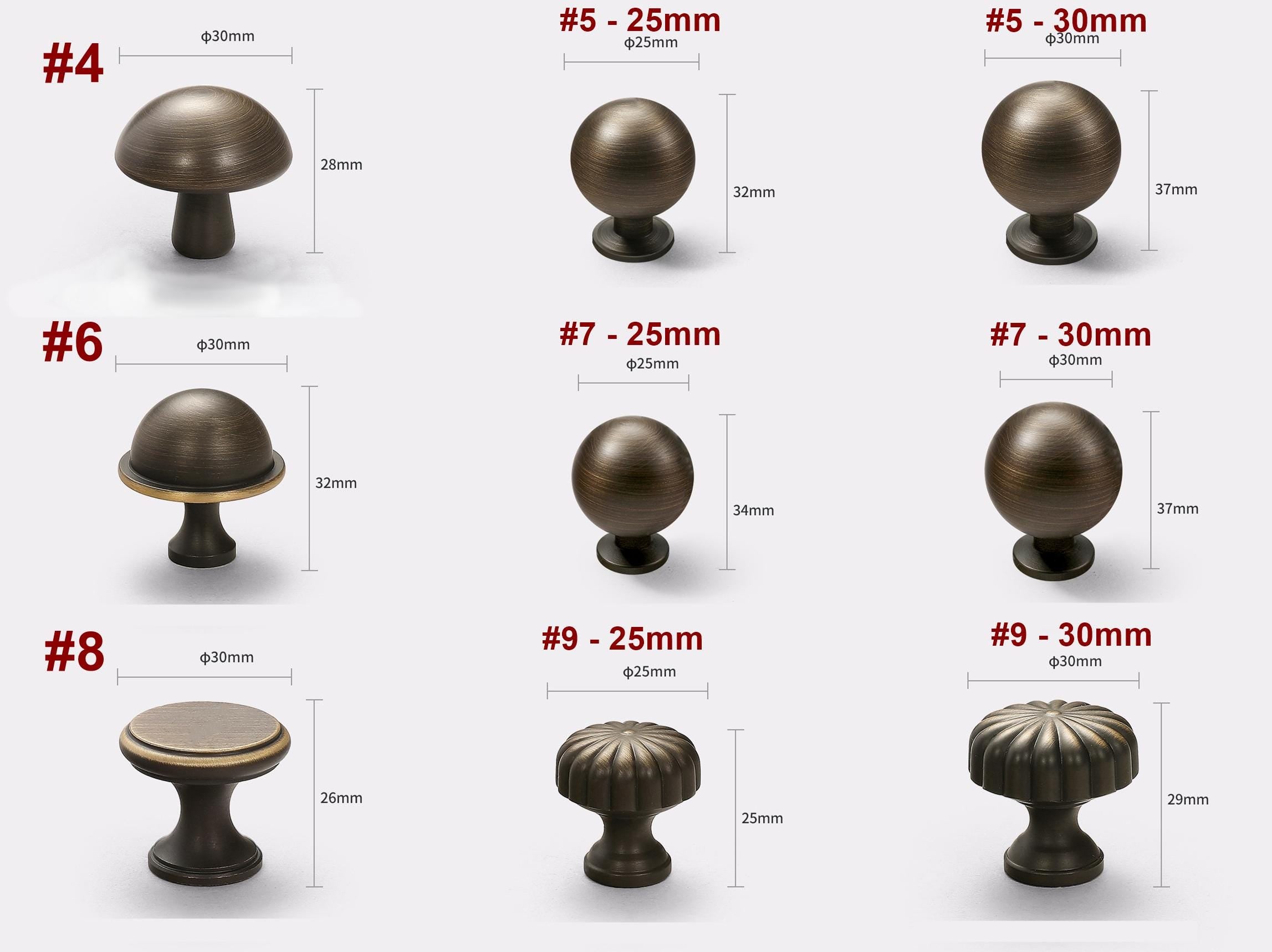 Solid Brass Round Cabinet Pulls & Knobs - Bronze Finish Hardware - #1 - 30mm / 1pc