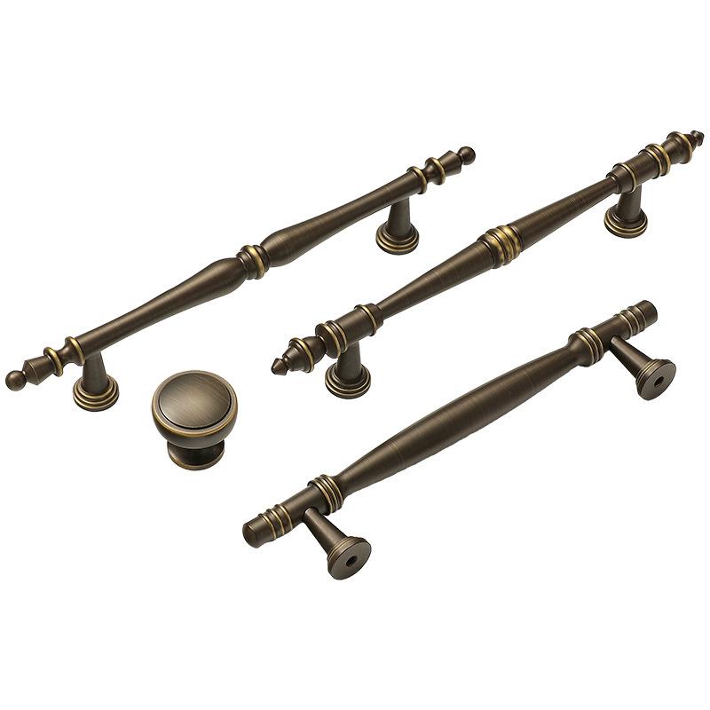 Classic Vintage Solid Brass Drawer Pulls Cabinet Handles Wooden Accents Kitchen Wardrobe Furniture English Style Interior Design