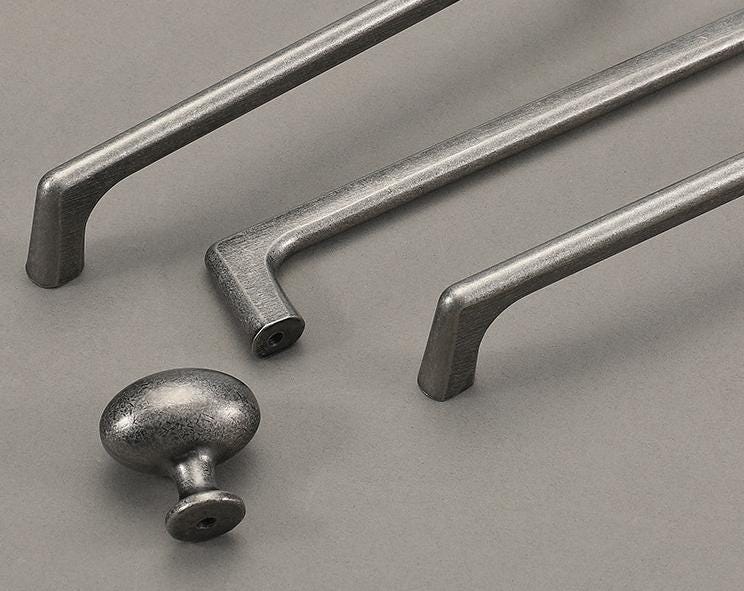Industrial Loft Metal Cabinet Handles Drawer Pulls Vintage Gunmetal Bronze Finish Kitchen Wardrobe Furniture Textured Retro Modern Design