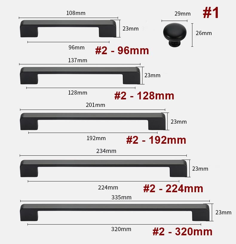 Modern Rectangular Metal Cabinet Handles Knobs Black Chrome Silver Gold Finishes Kitchen Cabinets Drawers Wardrobes Cupboards Minimalist