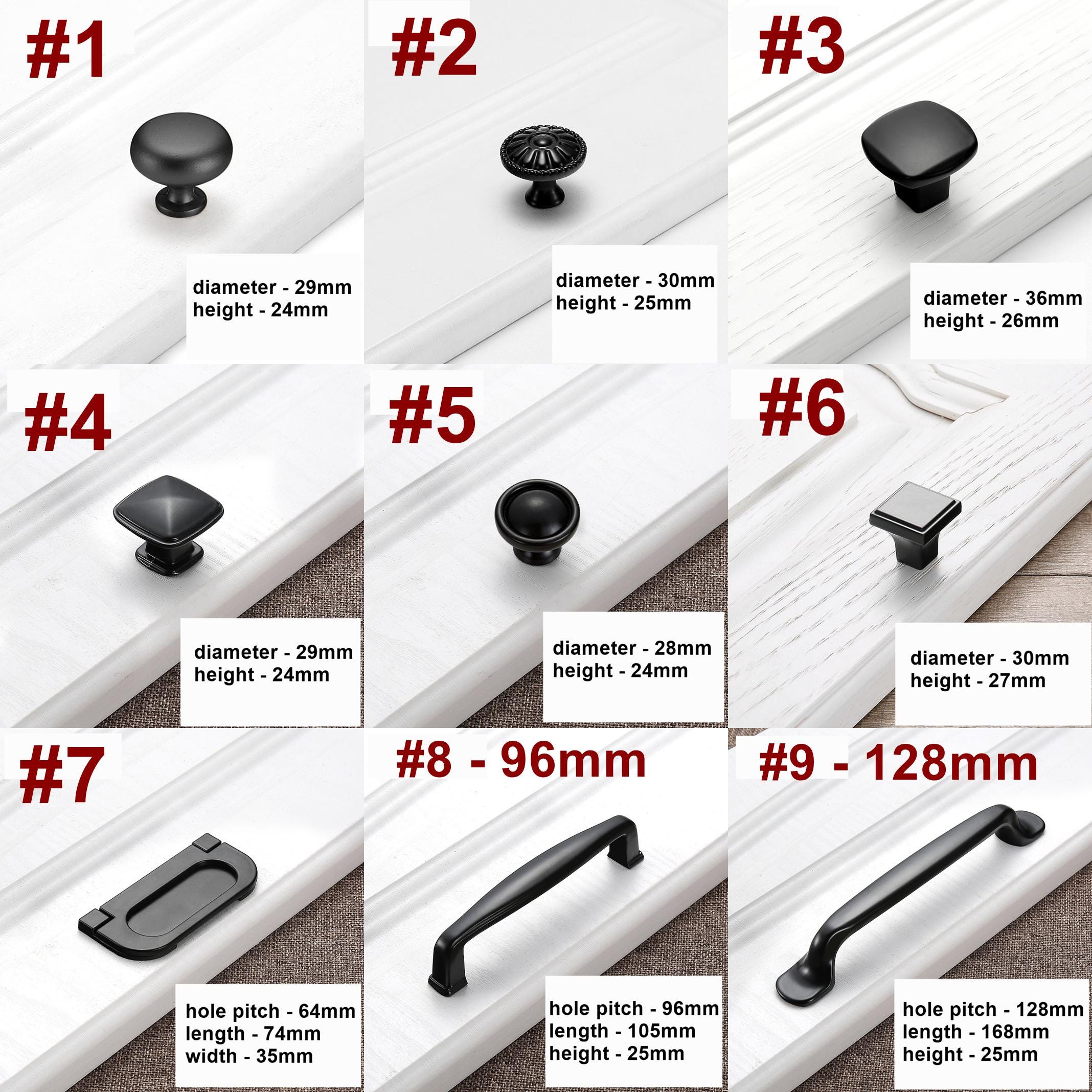 Elegant Matte Black Metal Cabinet Handles Knobs Drawers Wardrobes Cupboards Kitchen Cabinets Classic Transitional Styles Decorative Details