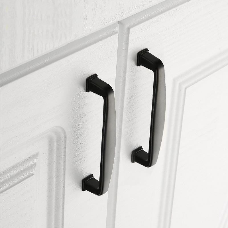 Elegant Matte Black Metal Cabinet Handles Knobs Drawers Wardrobes Cupboards Kitchen Cabinets Classic Transitional Styles Decorative Details