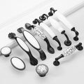 Vintage Black White Metal Cabinet Handles Ceramic Knobs Classic Provence Style Kitchen Cabinets Drawers Cupboards Furniture Elegant Design