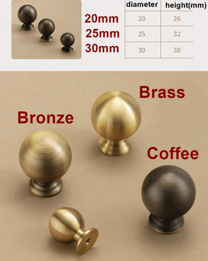 Solid Brass Round Cabinet Pulls & Knobs - Bronze Finish Hardware - 25mm Brass / 1pc