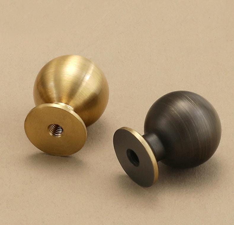 Minimalist Solid Brass Bronze Cabinet Knobs Modern Classic Loft Style Kitchen Furniture Drawers Dressers Cupboards Round Ball Design