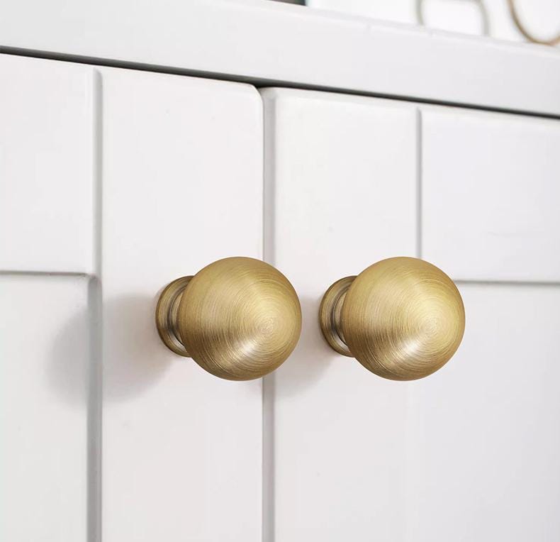 Minimalist Solid Brass Bronze Cabinet Knobs Modern Classic Loft Style Kitchen Furniture Drawers Dressers Cupboards Round Ball Design