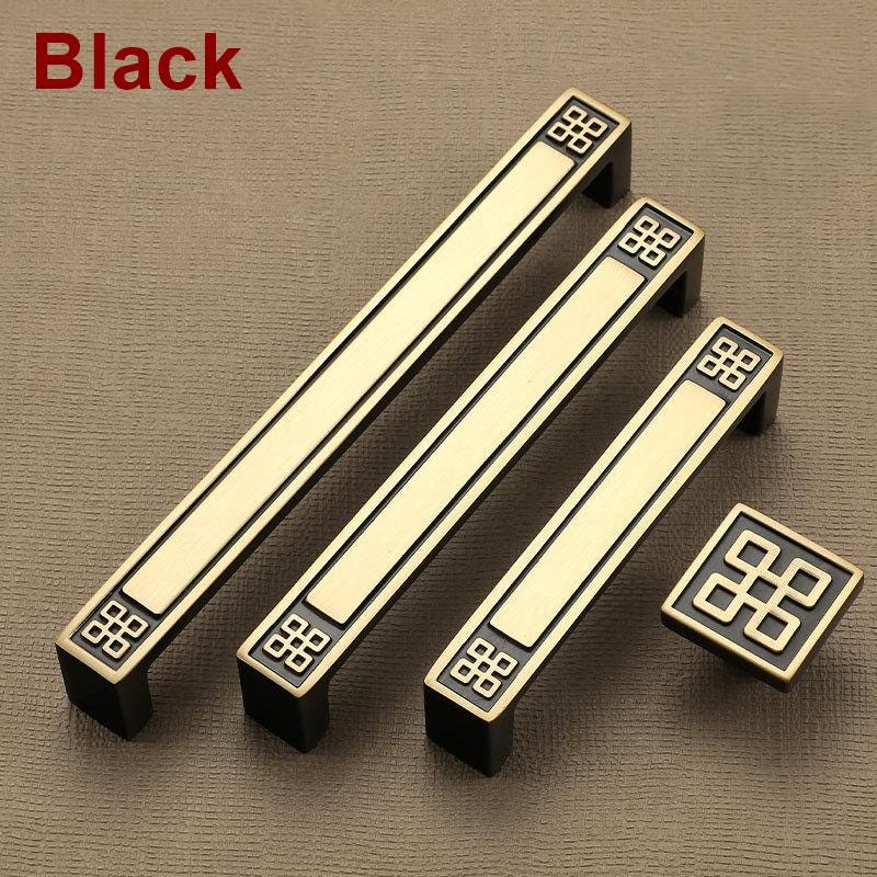 Oriental Style Gold Solid Brass Cabinet Handles Knobs Engraved Decorative Pattern Drawers Wardrobes Kitchen Furniture Modern Classic Design
