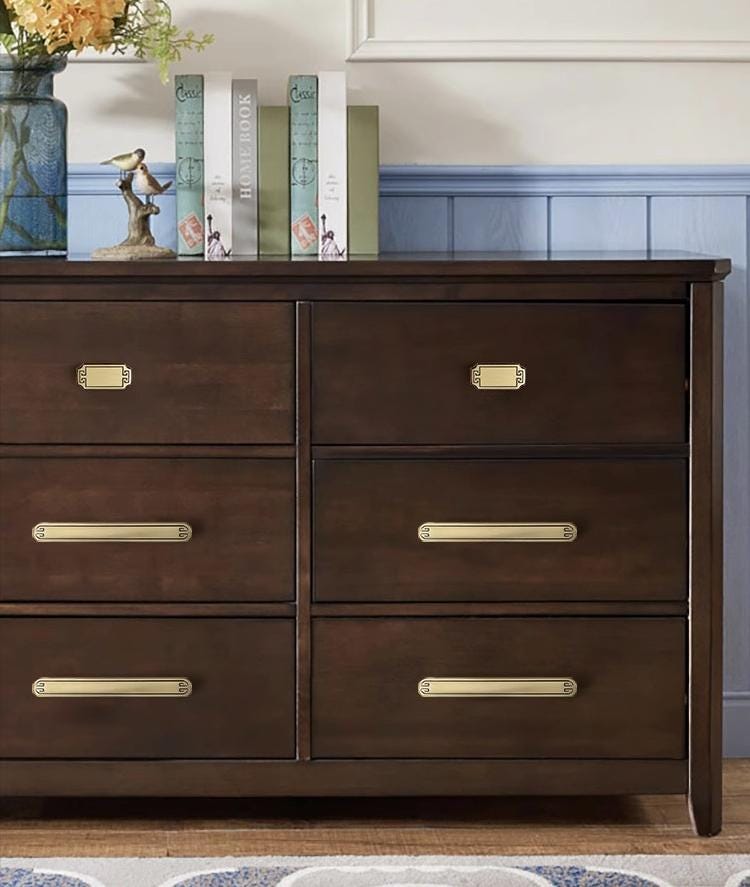 Oriental Style Gold Solid Brass Cabinet Handles Knobs Engraved Decorative Pattern Drawers Wardrobes Kitchen Furniture Modern Classic Design
