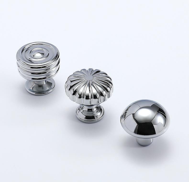 Chrome Solid Brass Cabinet Knobs Modern Mirror Polished Drawer Pulls Luxury Kitchens Bathrooms Dressers Furniture in Minimalist Art Deco