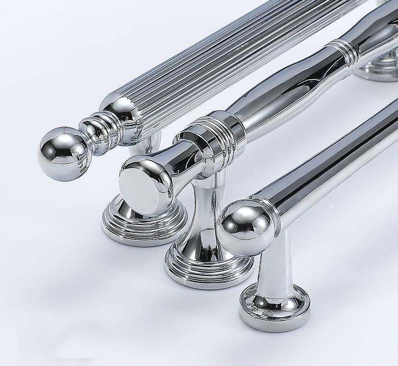 Classic Solid Brass Chrome Cabinet Pulls Fluted Art Deco Drawer Handles Luxury Kitchens Bathrooms Furniture Gloss Finish Vintage Elegance