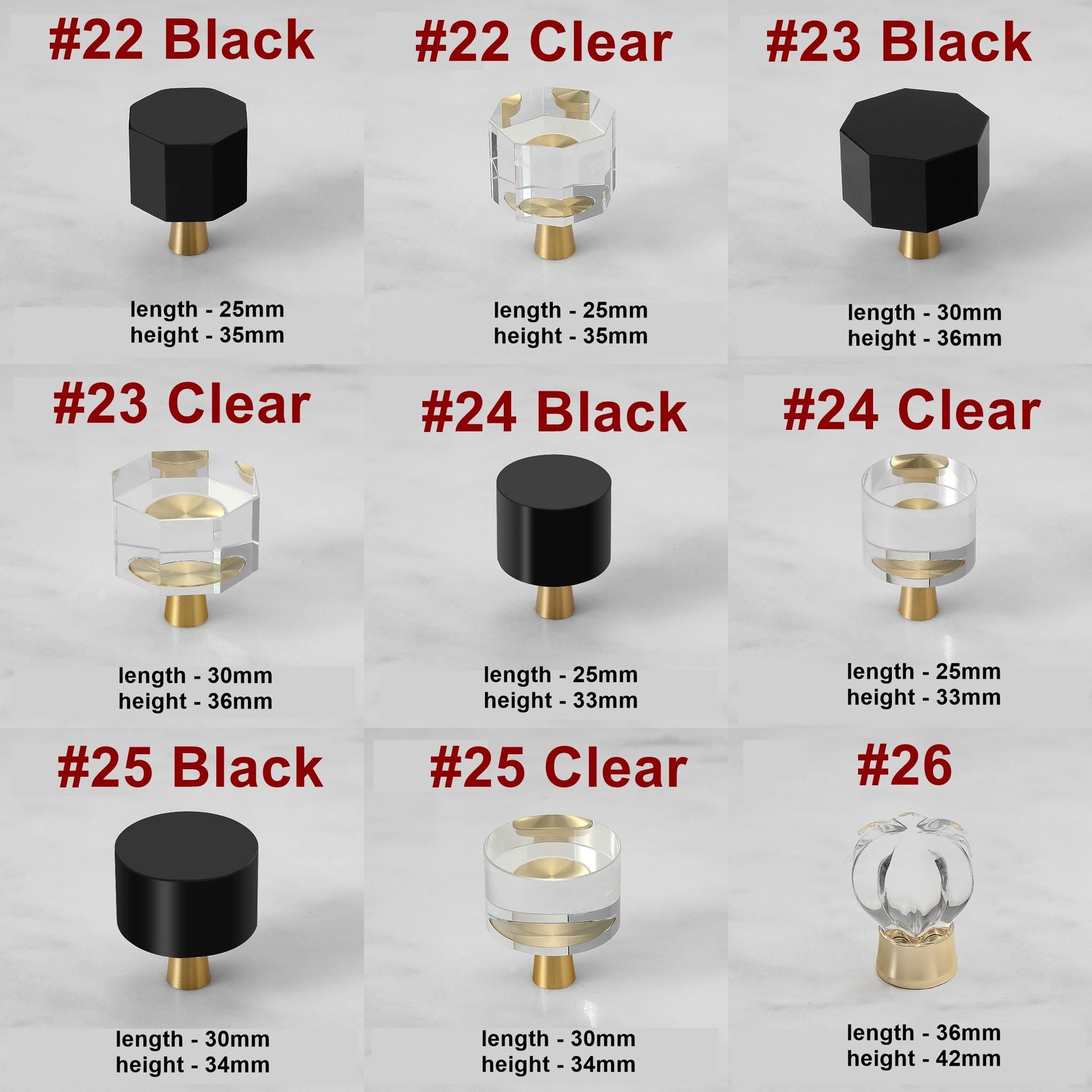 Alloy Diamond Cabinet Pulls & Knobs - Black Finish for Wardrobes - #6 / 1pc