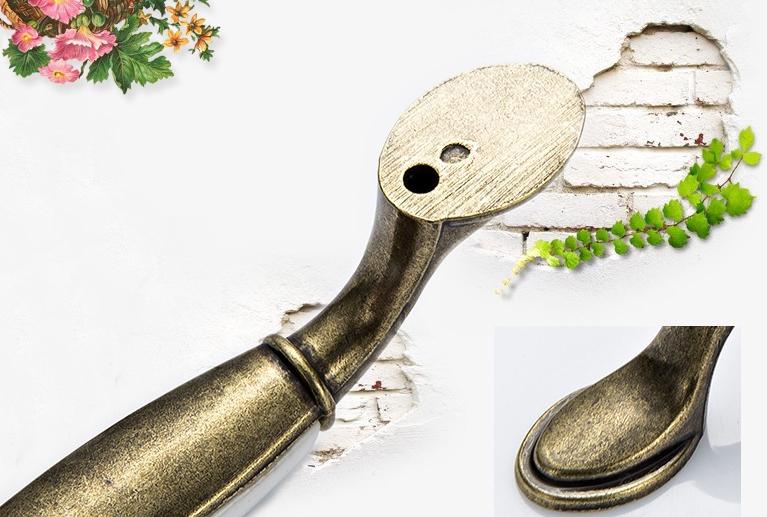 Vintage Floral Ceramic Metal Cabinet Handles Knobs Bronze Finish Drawers Wardrobes Dressers Kitchen Furniture Rustic Home Interior Design